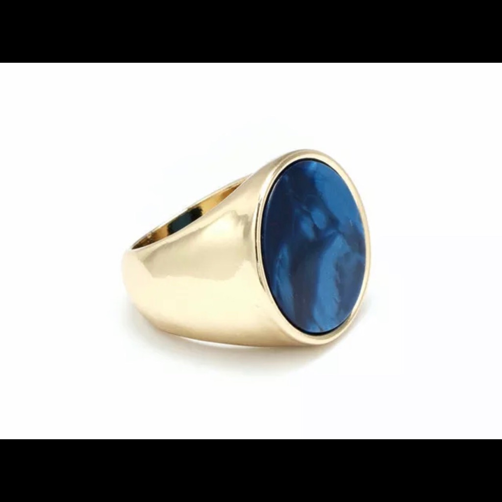 14k Gold Pltd Unique Trendy Stylish Chunky Blue
